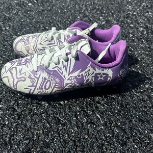 Puma Kids light Blue and Purple Graphic Soccer Cleats Size 13 good condition